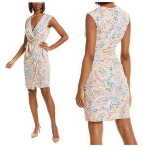 Laundry by Shelli Segal | Pink Paisley Faux Wrap Mini Dress Size Small Women's